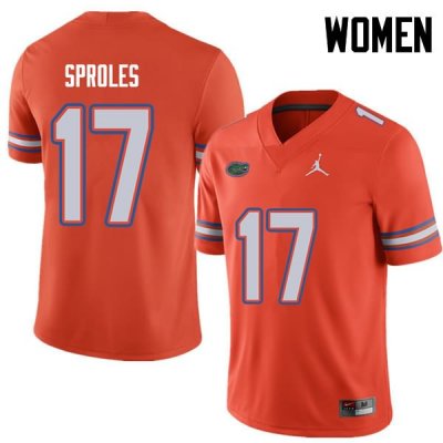 Women's Florida Gators #17 Nick Sproles NCAA Jordan Brand Orange Authentic Stitched College Football Jersey MYJ7762ZL